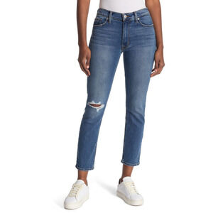 HUDSON BLAIR HIGH RISE DISTRESSED BOOT CROPPED JEANS BLUE NWT WOMEN'S SIZE‎ 29